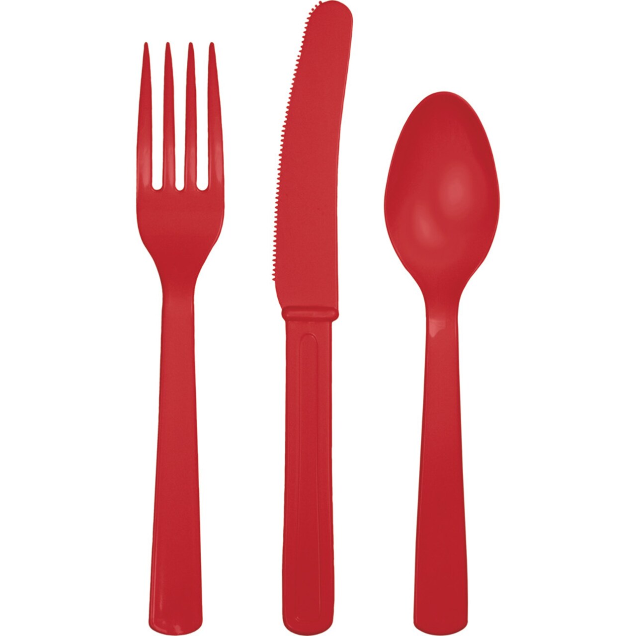 Party Central 3-Piece Disposable Party Cutlery Sets - 7.5" - Classic Red - Club Pack of 216